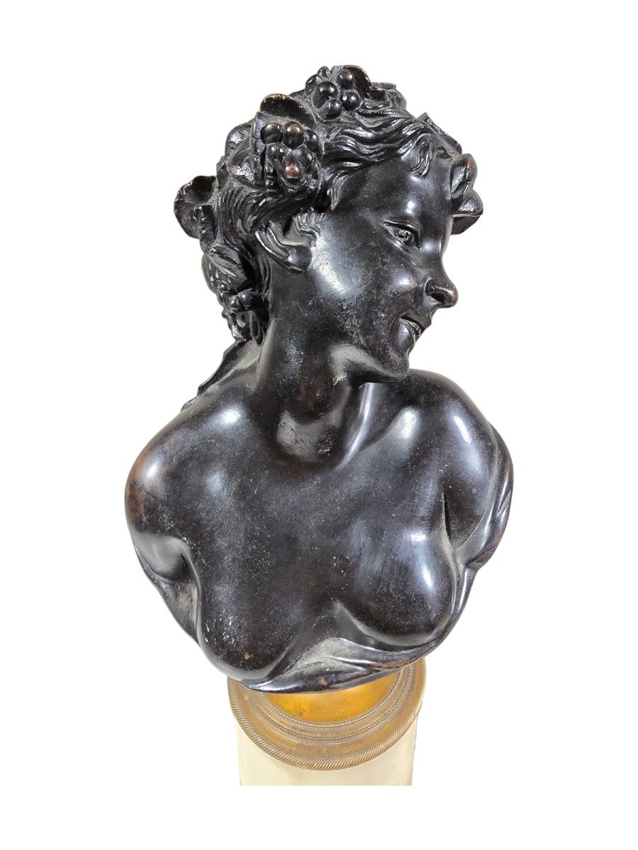 Paire d'Antiques Bustes En Bronze Italien : Dionysos Et Ariane, XIXe Siècle-photo-6