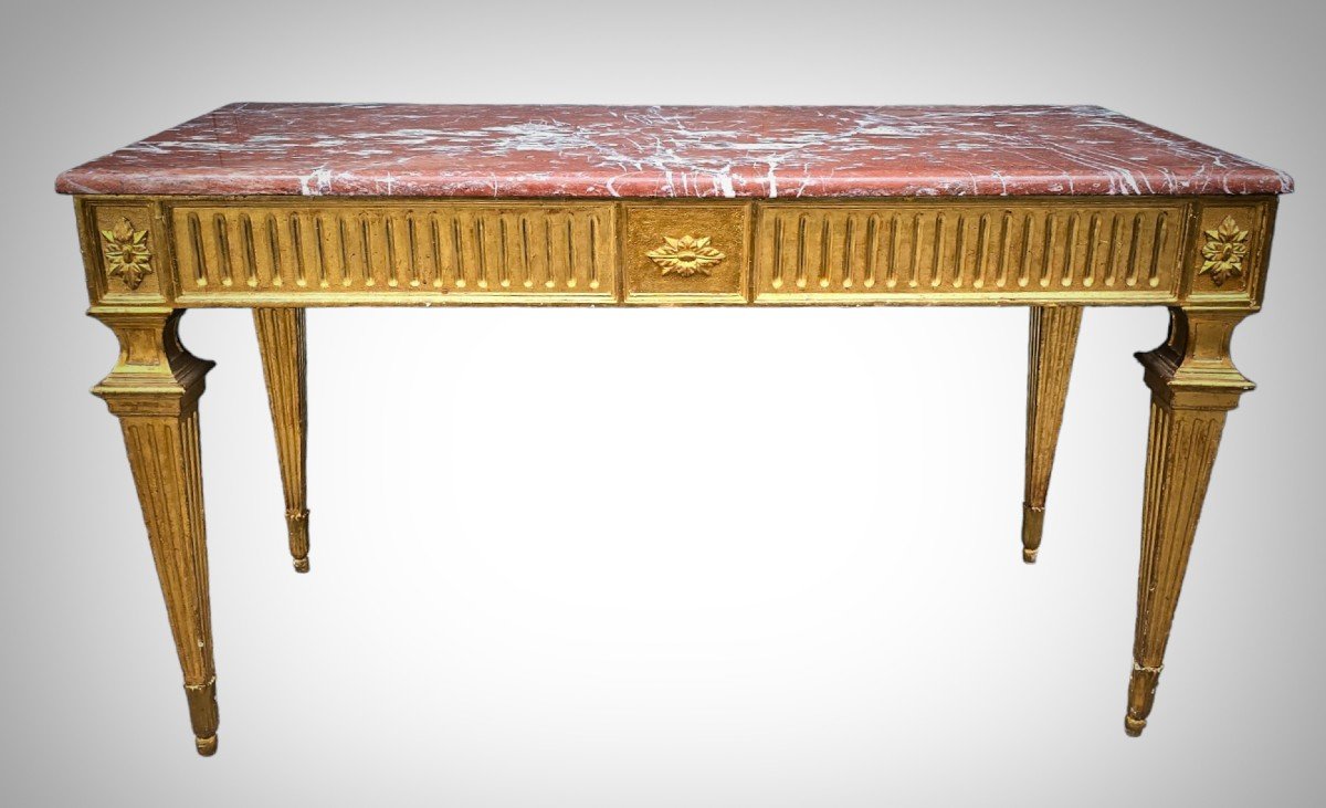 Console de la Période Louis XVI en Bois Sculpté et Doré 18 eme