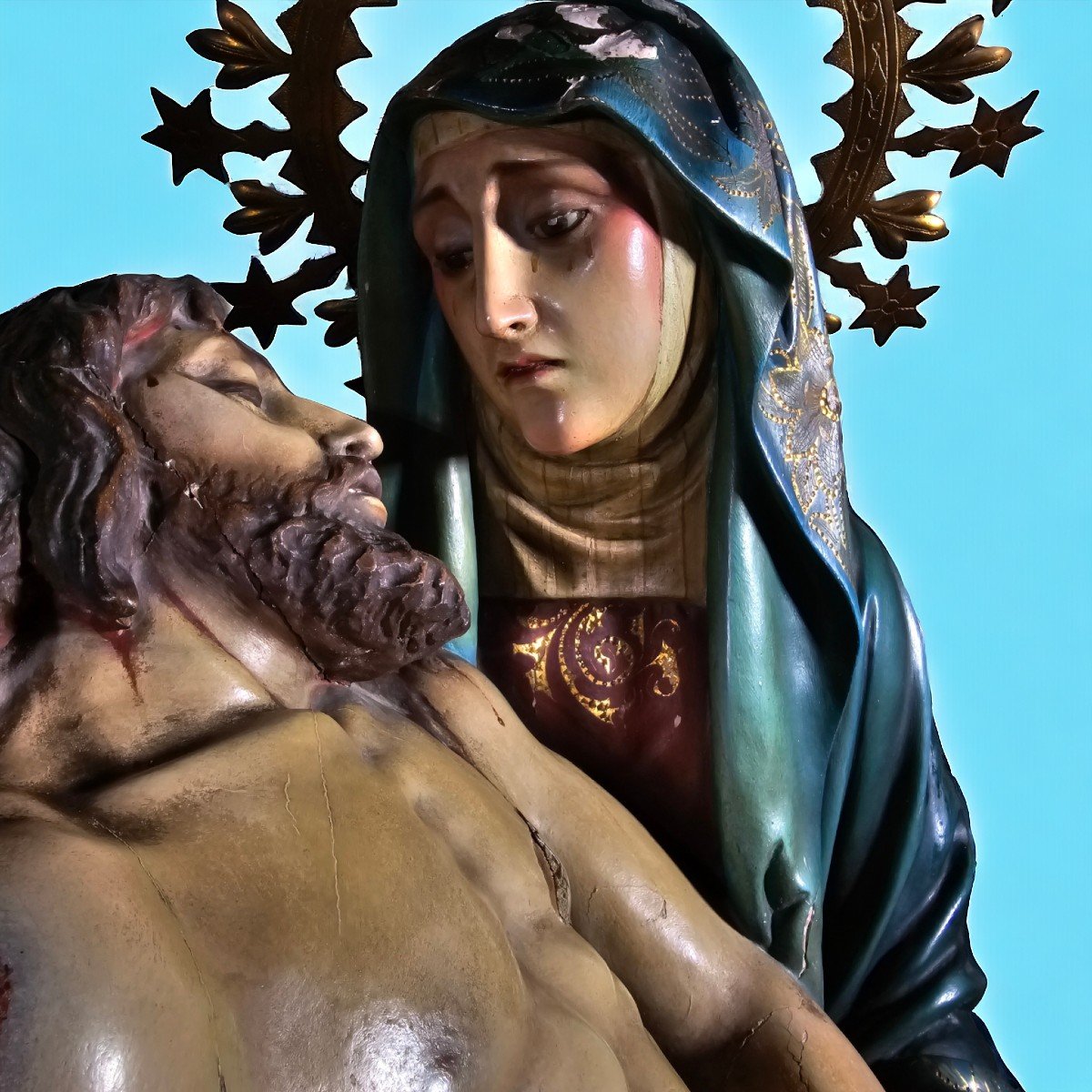 Importante Sculpture Du XIXe Siècle : La Pieta-photo-4