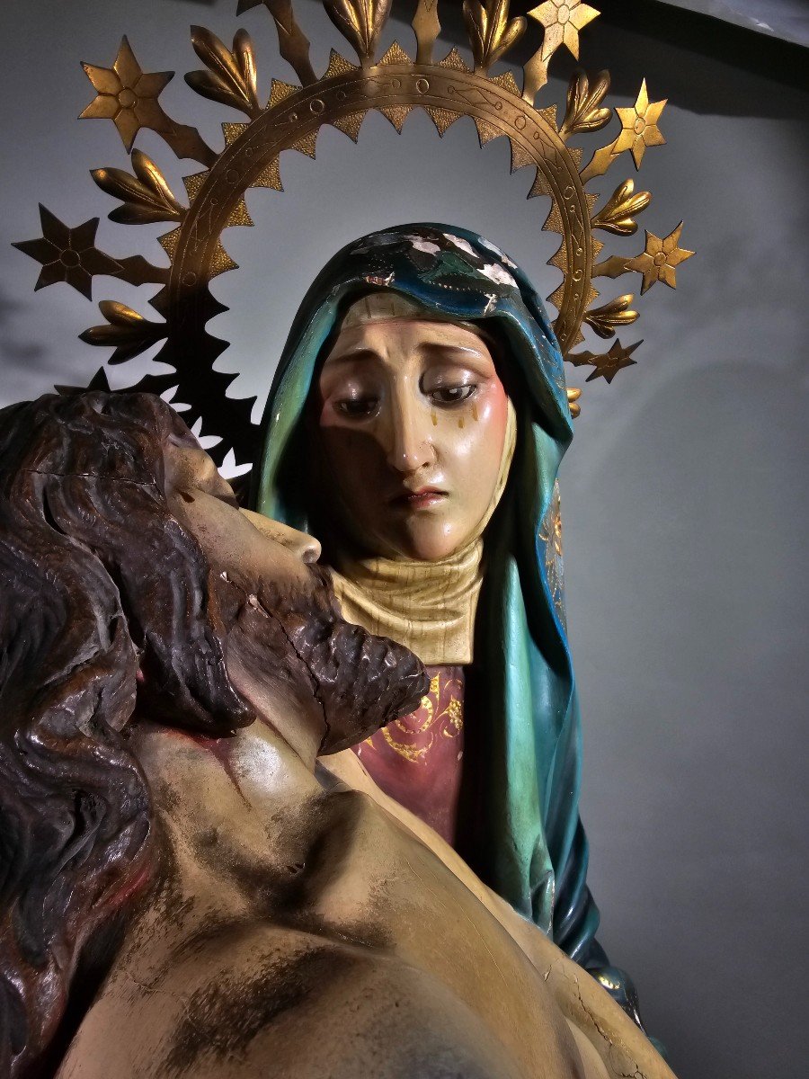 Importante Sculpture Du XIXe Siècle : La Pieta-photo-5