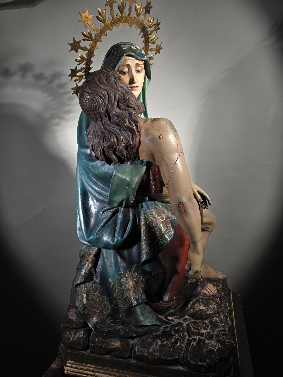 Importante Sculpture Du XIXe Siècle : La Pieta-photo-6