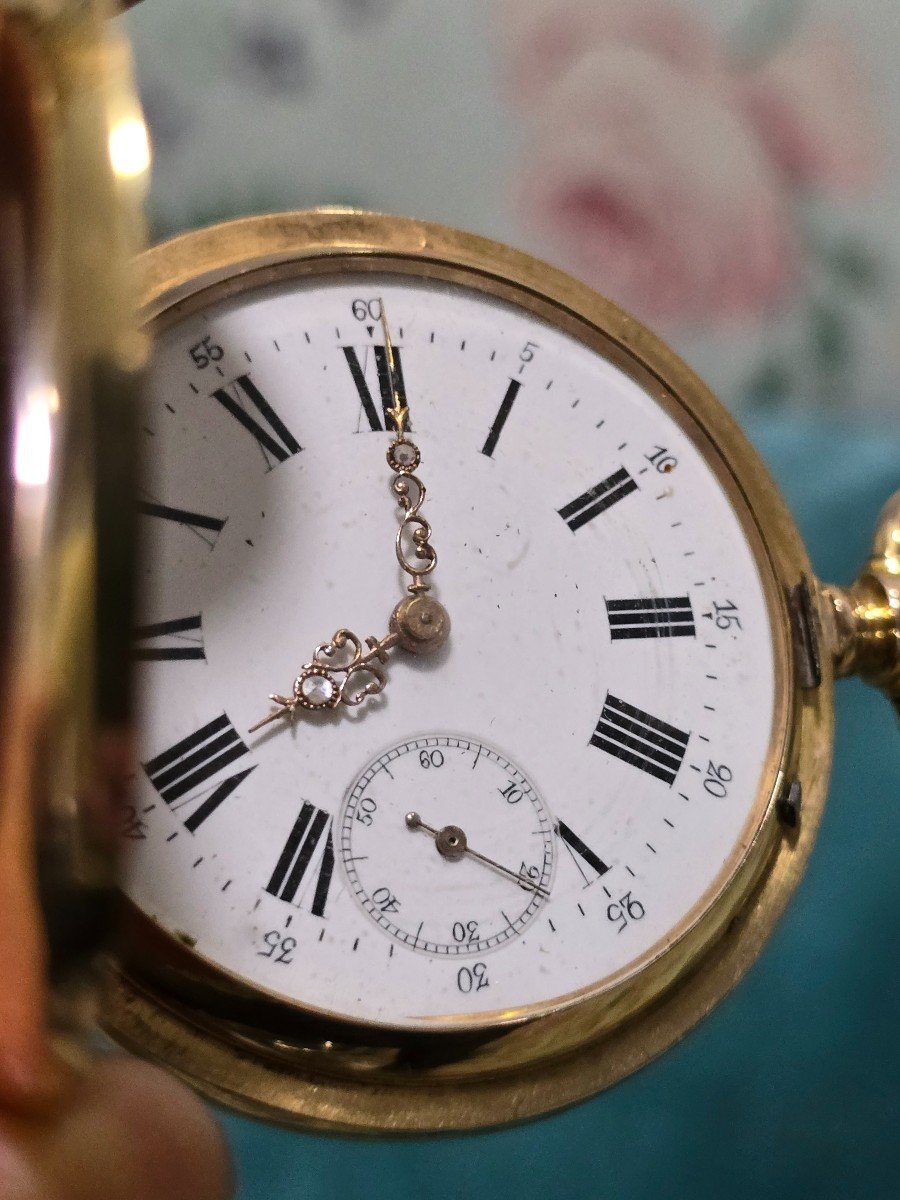  Pocket Watch In 18 Carat Gold, Dating From Around 1900-photo-6