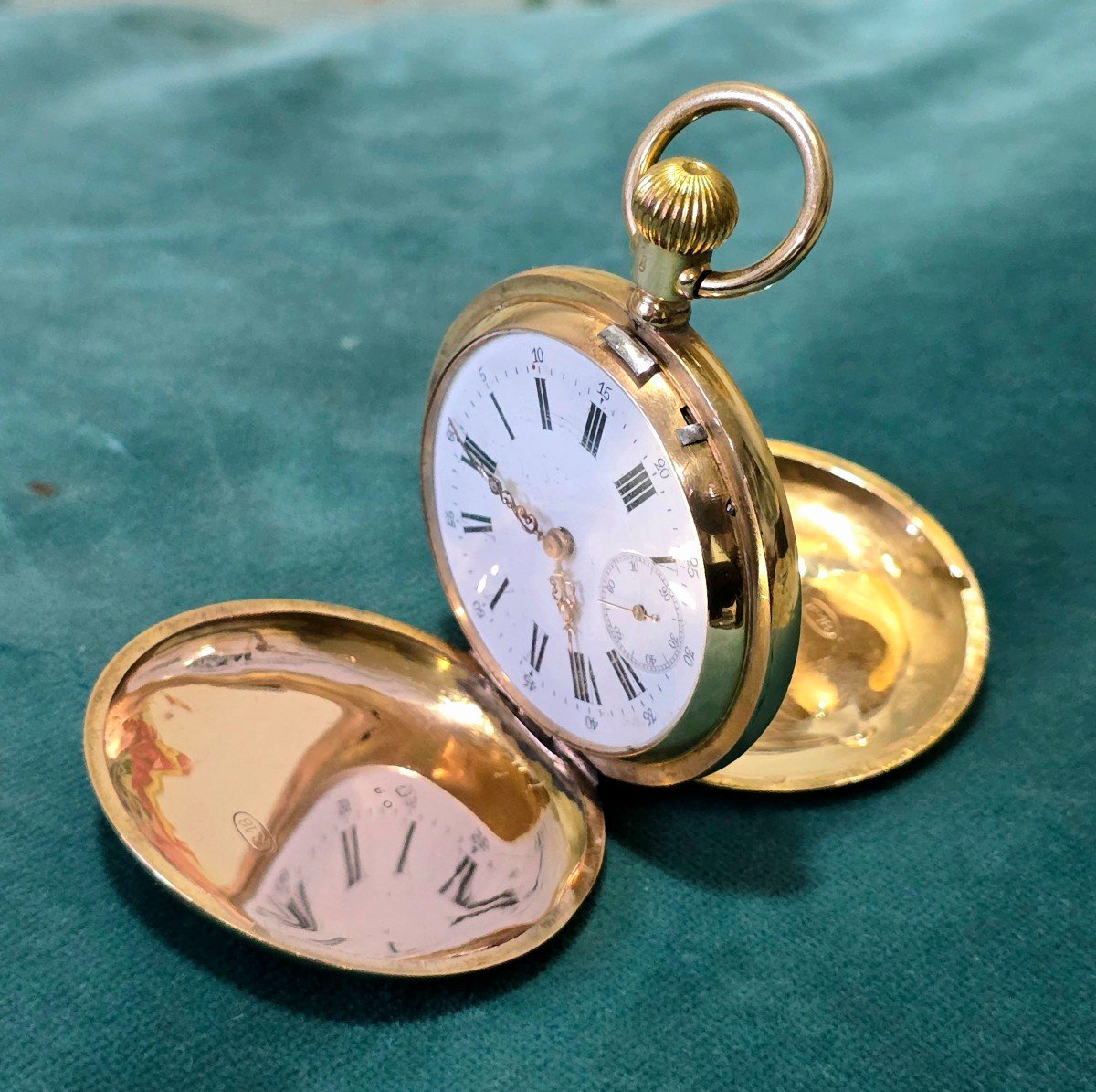  Pocket Watch In 18 Carat Gold, Dating From Around 1900-photo-7