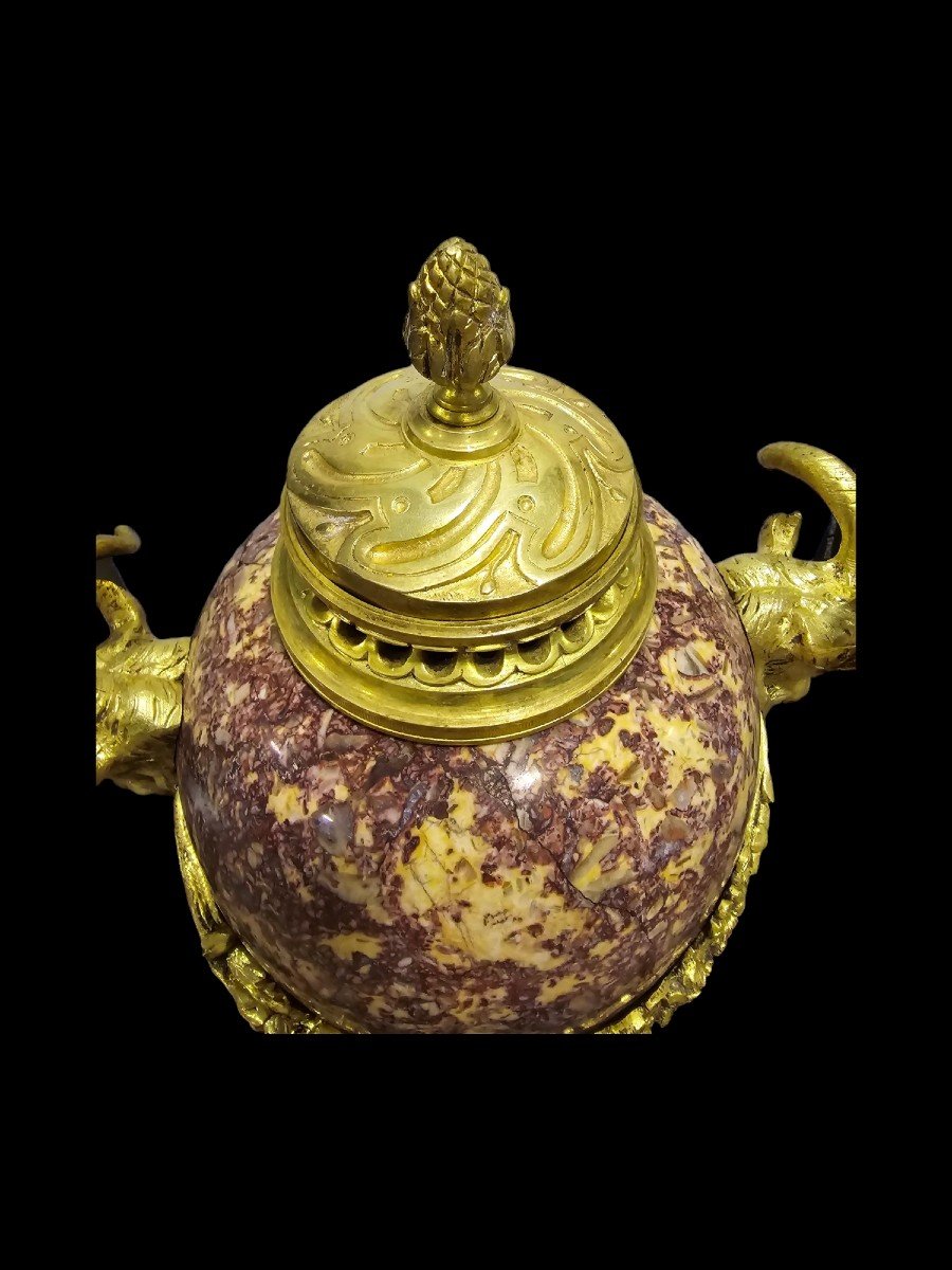  Large Marble And Bronze Vase From The 19th Century-photo-4