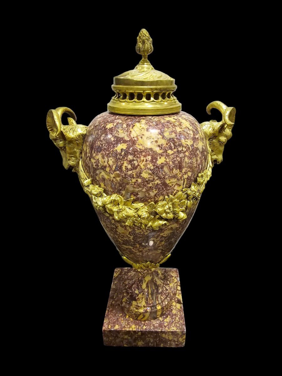  Large Marble And Bronze Vase From The 19th Century-photo-3