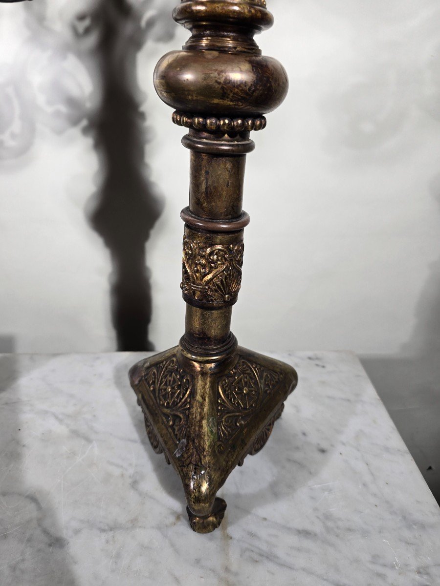 Paire De Candélabres Religieux En Bronze Du XVIIIe Siècle-photo-1