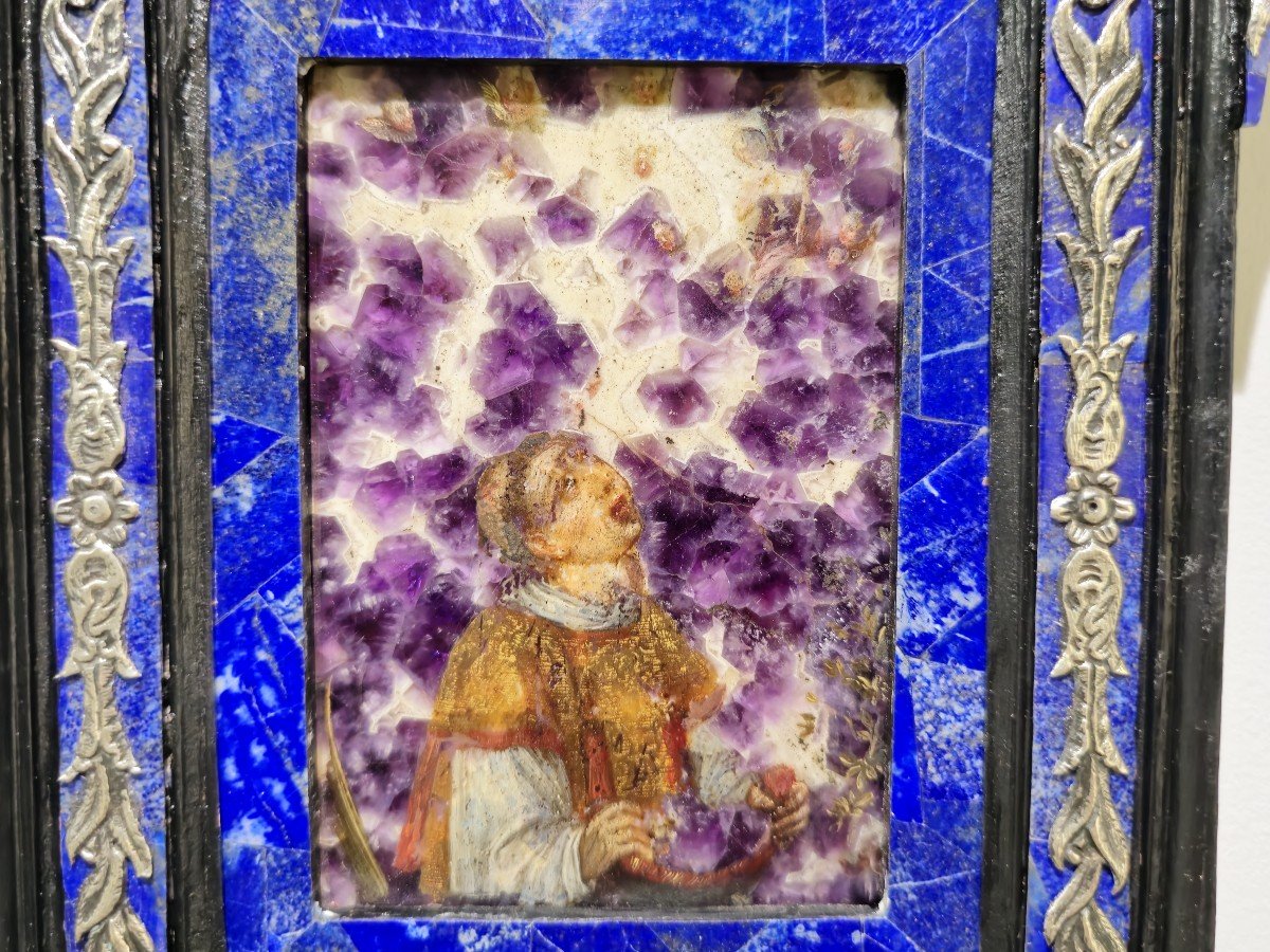 Important Oil Painting On Amethyst From The 17th Century, Italy - Symbolizing The Martyrdom Of-photo-1