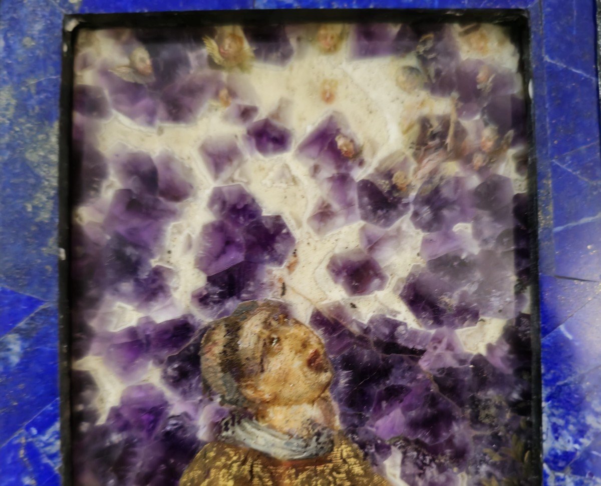 Important Oil Painting On Amethyst From The 17th Century, Italy - Symbolizing The Martyrdom Of-photo-2