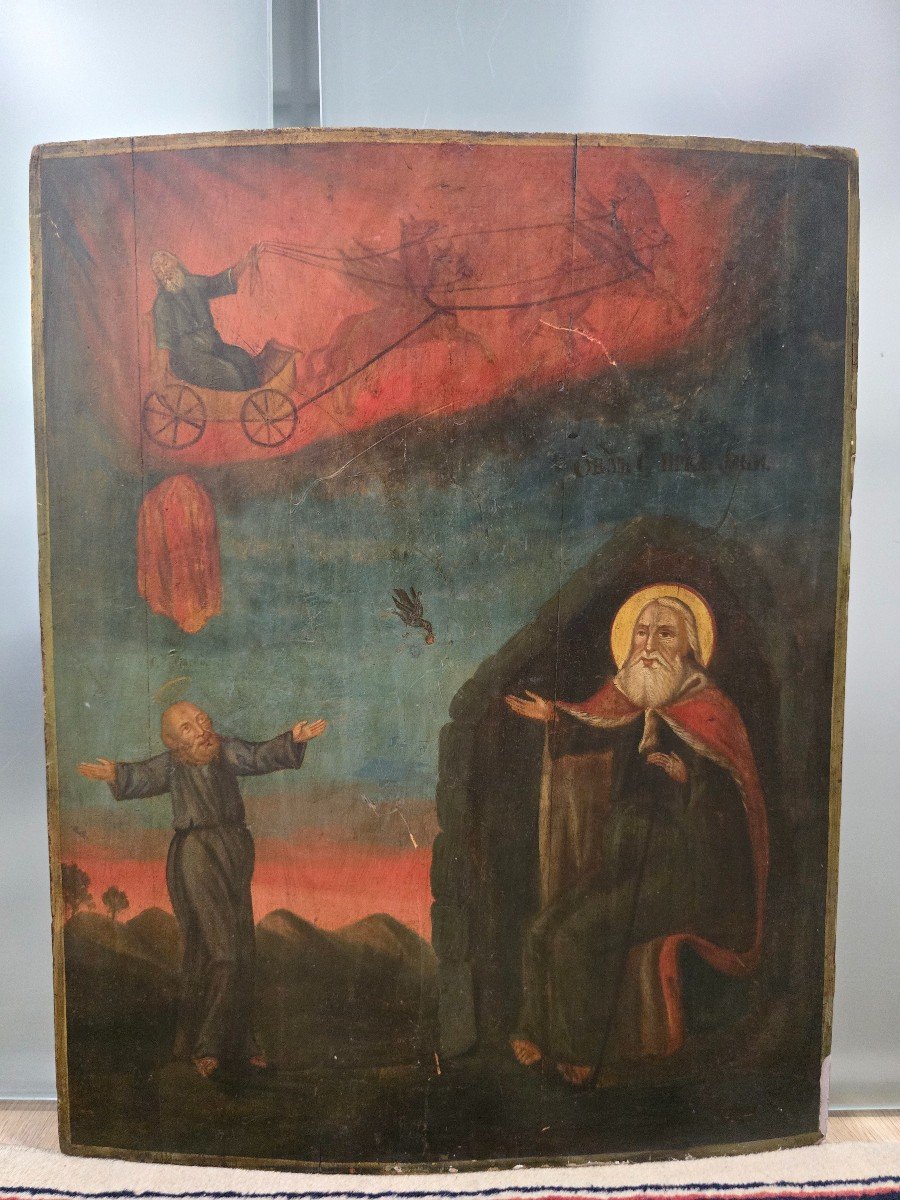 19th Century Orthodox Icon – Ascension Of Elijah-photo-2