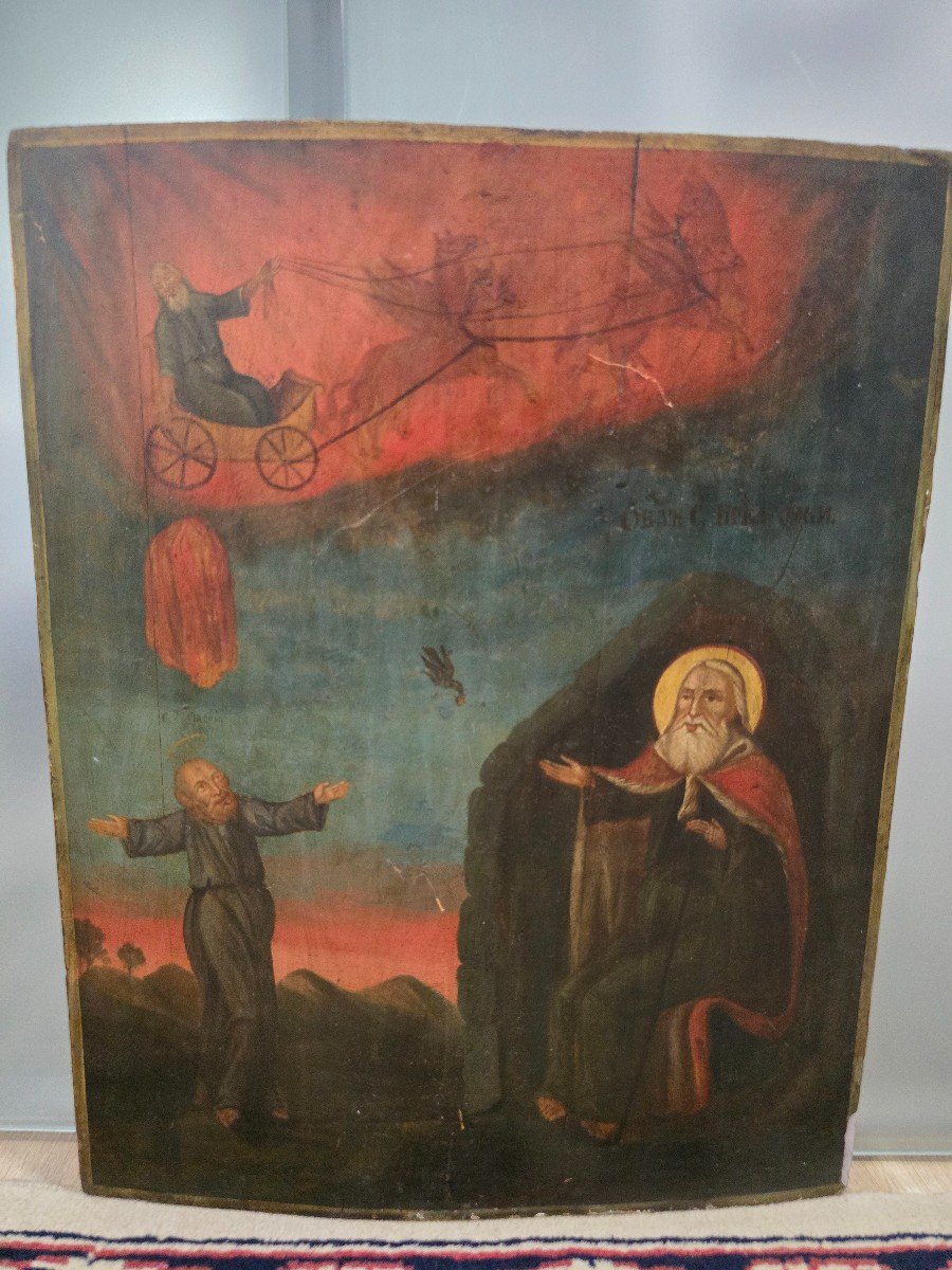 19th Century Orthodox Icon – Ascension Of Elijah-photo-6