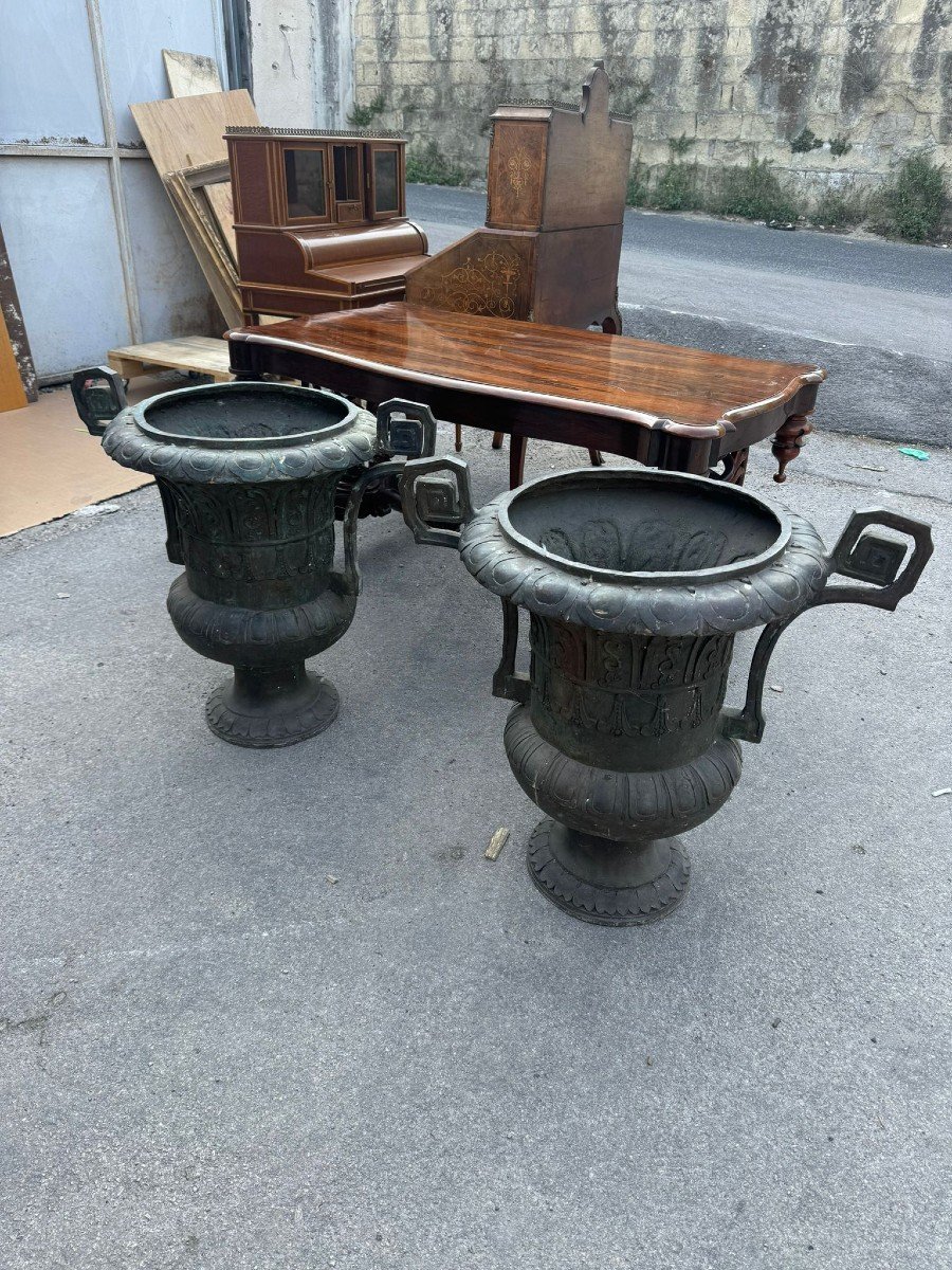 Grande Paire De Vases En Bronze 80 Cm-photo-2
