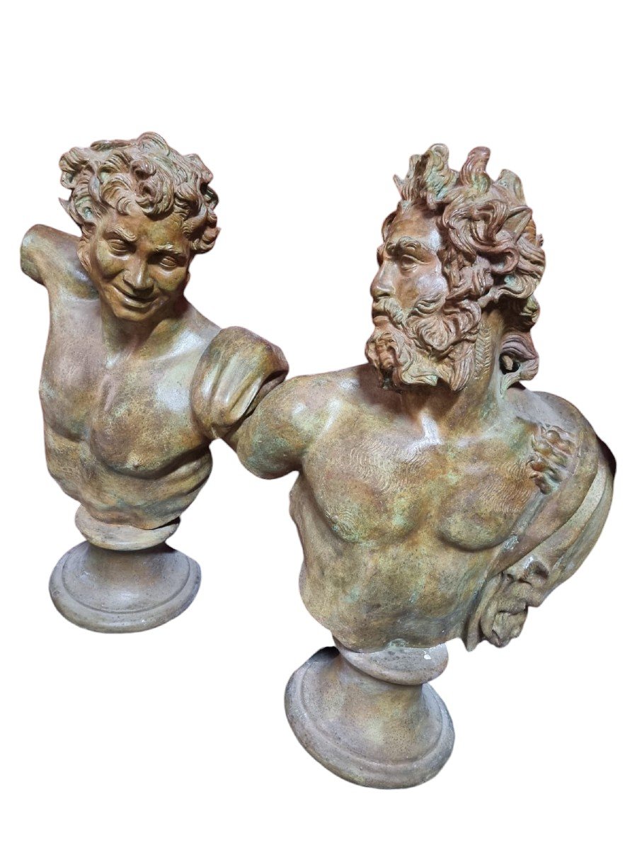 Elegant Pair Of Roman Fauns In Bronze Circa 1920