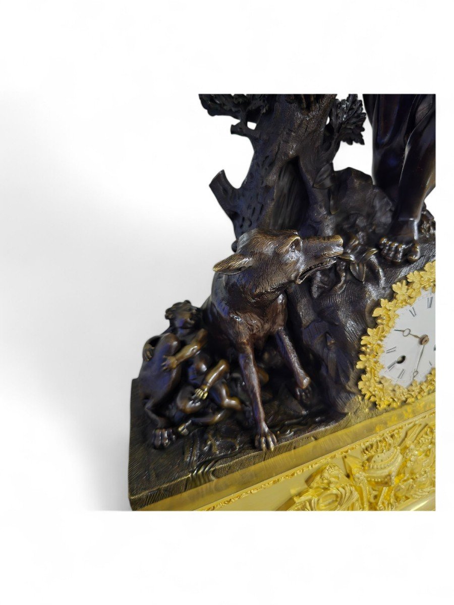 Rare Model Empire Clock Depicting Faustulus Discovering Romulus And Remus-photo-3