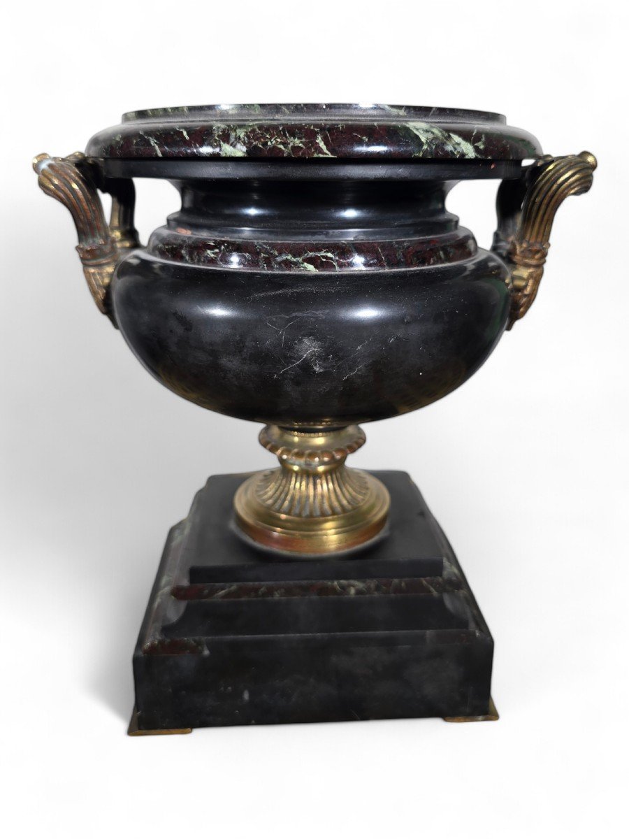 Coupe Décorative En Marbre Et Bronze Doré Du XIXe Siècle-photo-2