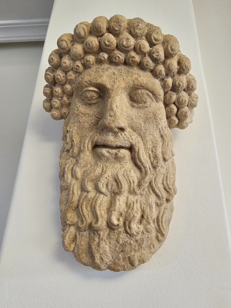 Ancient Greek Terracotta God Face – Excellent Condition-photo-4
