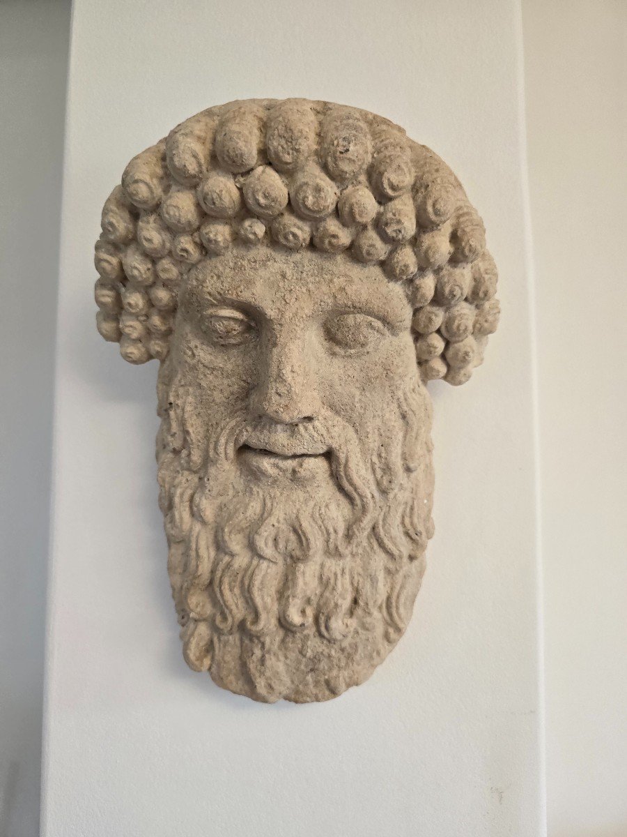 Ancient Greek Terracotta God Face – Excellent Condition-photo-1