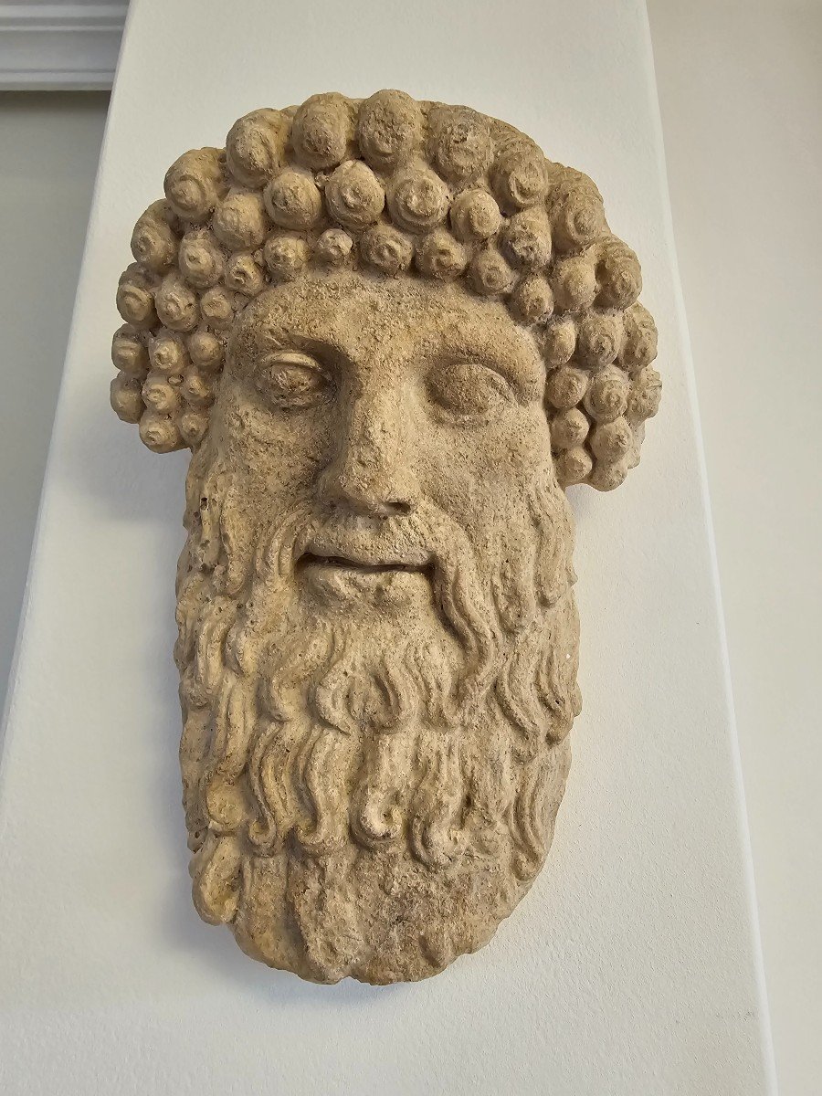 Ancient Greek Terracotta God Face – Excellent Condition-photo-3