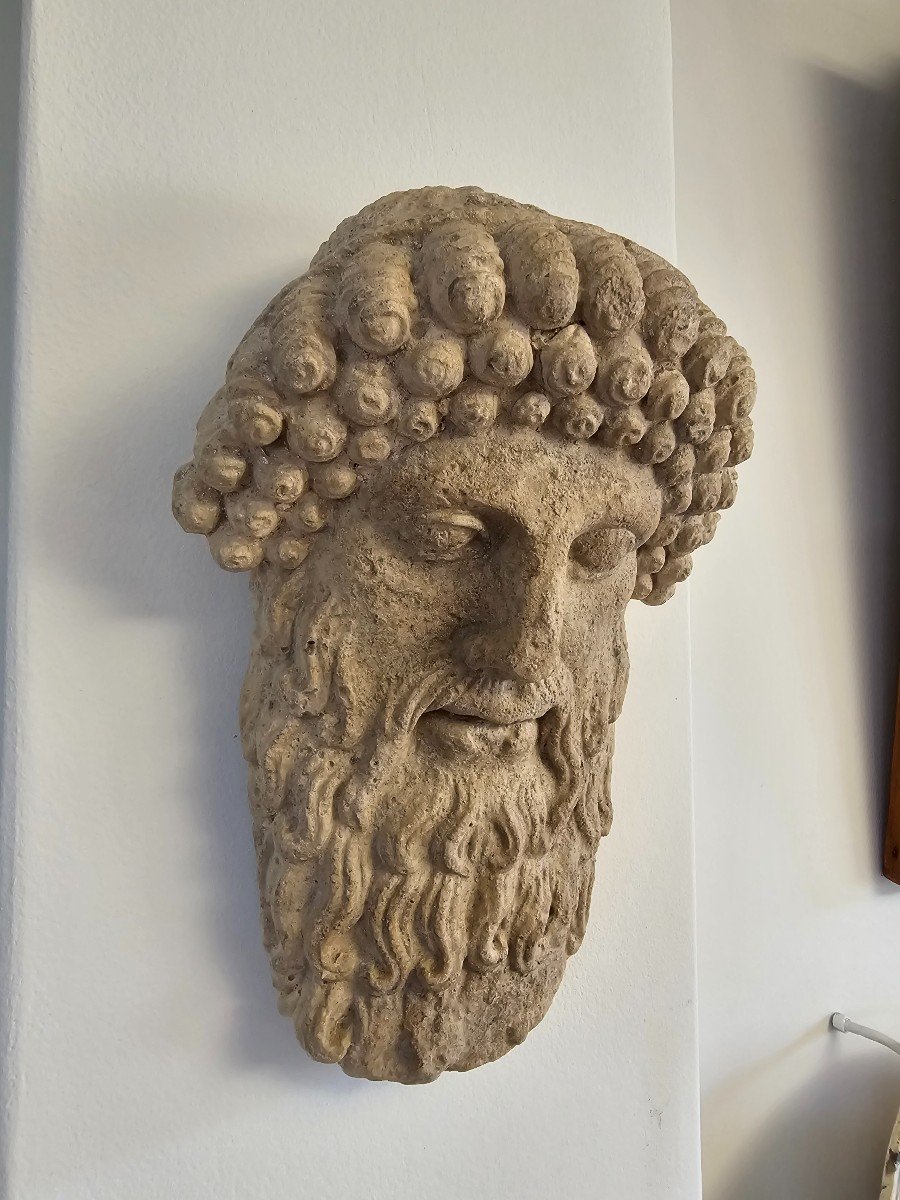 Ancient Greek Terracotta God Face – Excellent Condition-photo-7