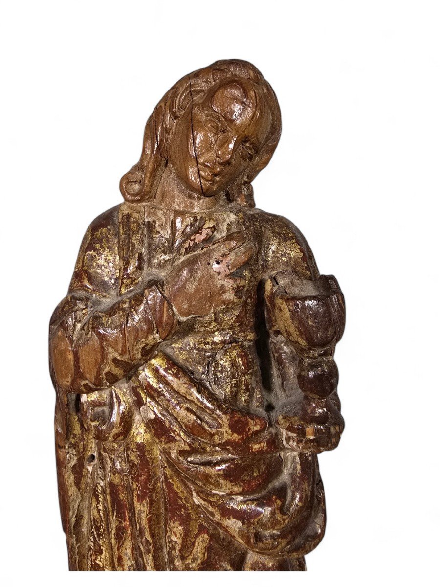 Sculpture De La Vierge Marie Du XVIe Siècle Dimensions : 33x10x6 Cm-photo-2