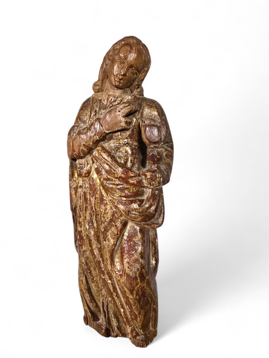 Sculpture De La Vierge Marie Du XVIe Siècle Dimensions : 33x10x6 Cm-photo-7