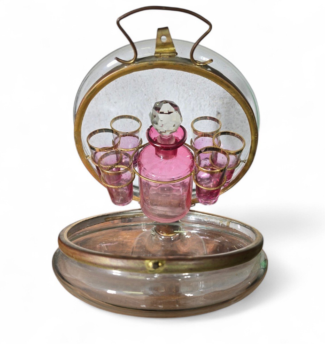 Carafe à Liqueur Française Du XIXe Siècle En Verre Soufflé Dimensions : 35 X 19 X 10 Cm-photo-5