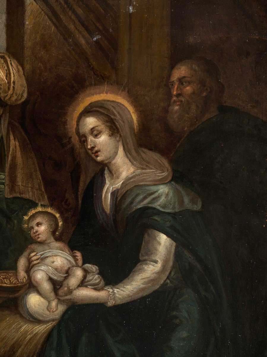 Huile Sur Cuivre Du XVIIe Siècle – Adoration Des Mages-photo-3