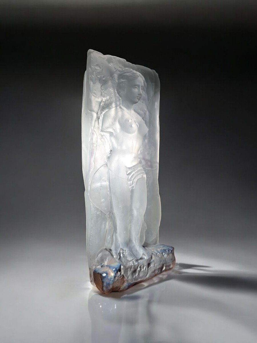 Importante Sculpture En Verre Signée De Jean Claude Novaro - Vénus-photo-3