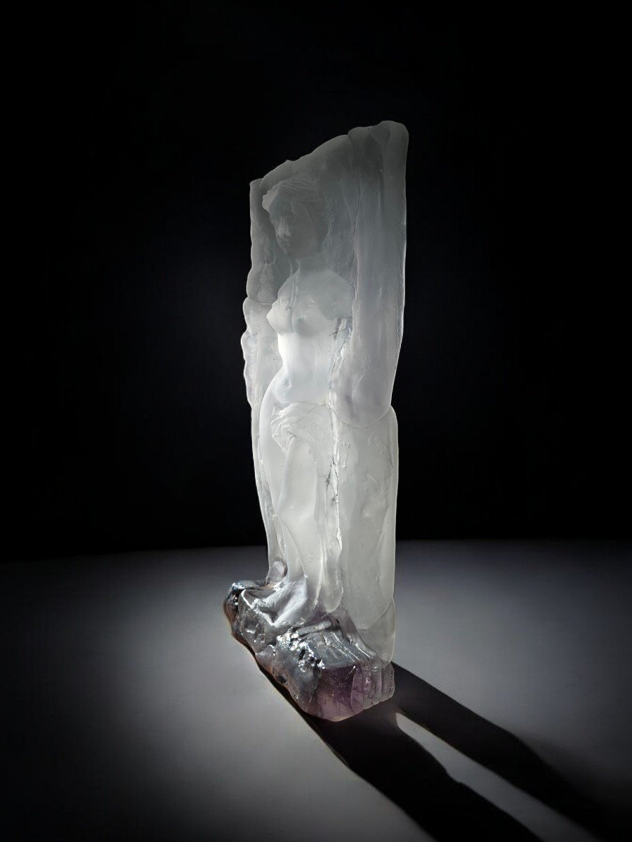 Importante Sculpture En Verre Signée De Jean Claude Novaro - Vénus-photo-1
