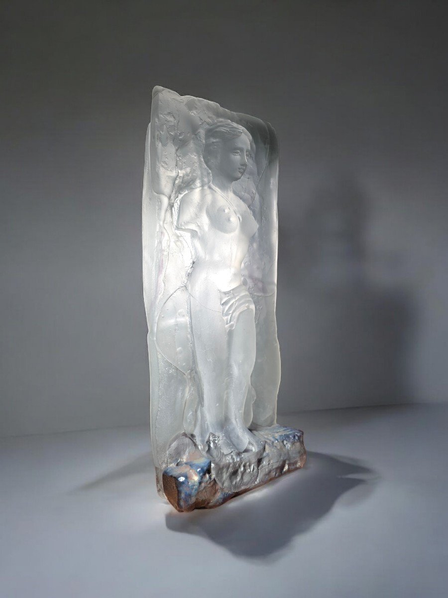 Importante Sculpture En Verre Signée De Jean Claude Novaro - Vénus-photo-2