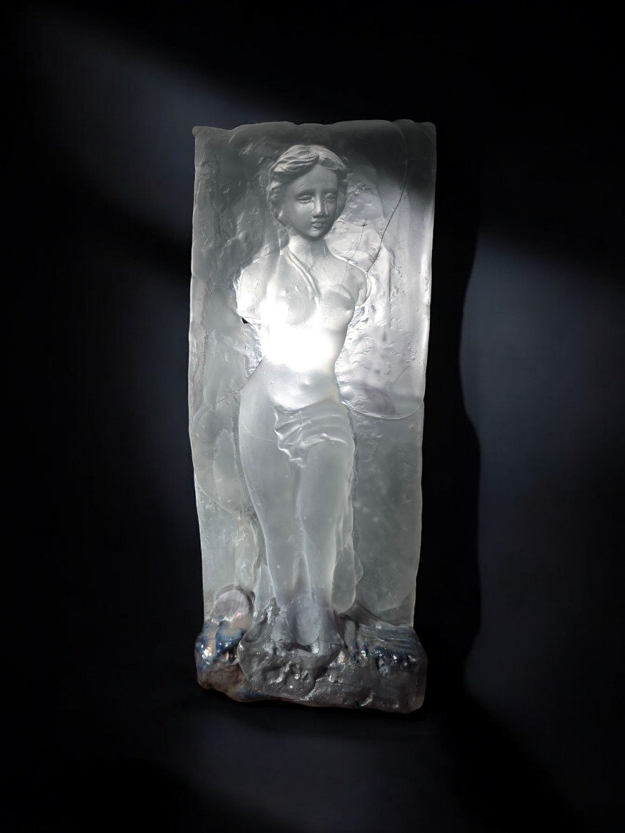 Importante Sculpture En Verre Signée De Jean Claude Novaro - Vénus-photo-4