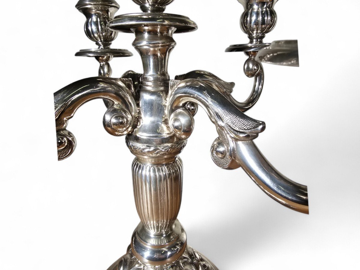  Pair Of Sterling Silver Electrified Candelabras-photo-1