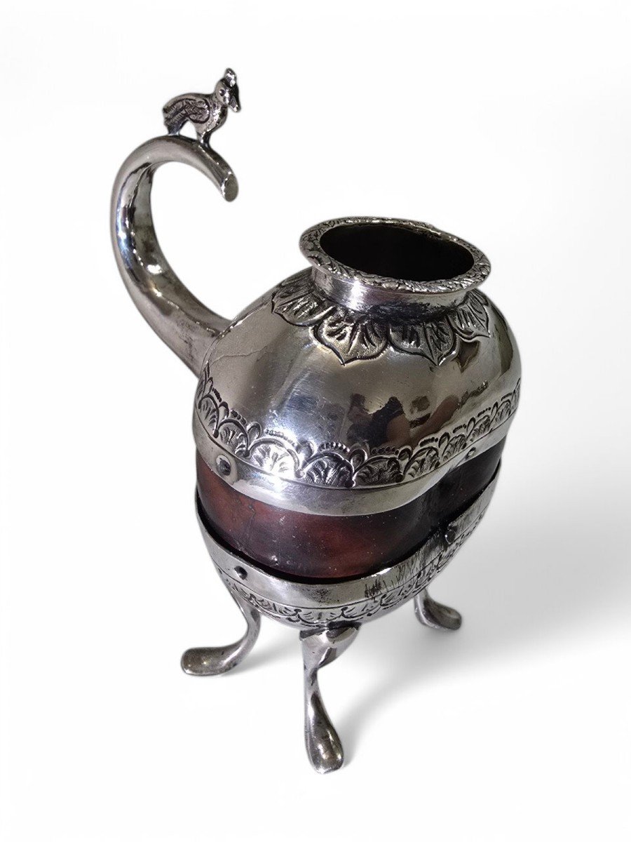 Tasse à Maté En Argent Massif Colonial Du XVIIIe Siècle-photo-2