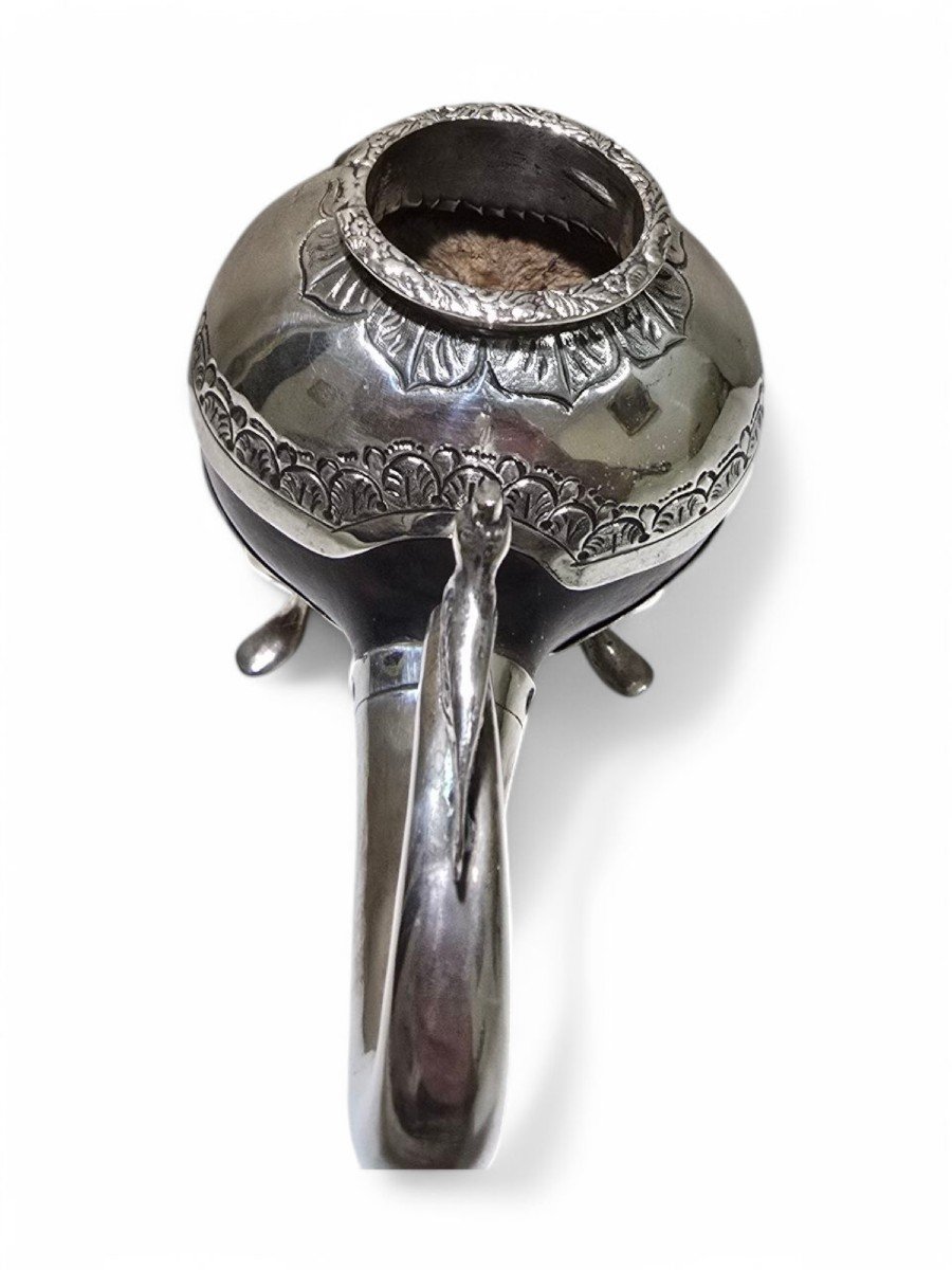 Tasse à Maté En Argent Massif Colonial Du XVIIIe Siècle-photo-1