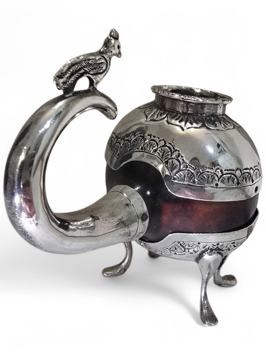 Tasse à Maté En Argent Massif Colonial Du XVIIIe Siècle-photo-2