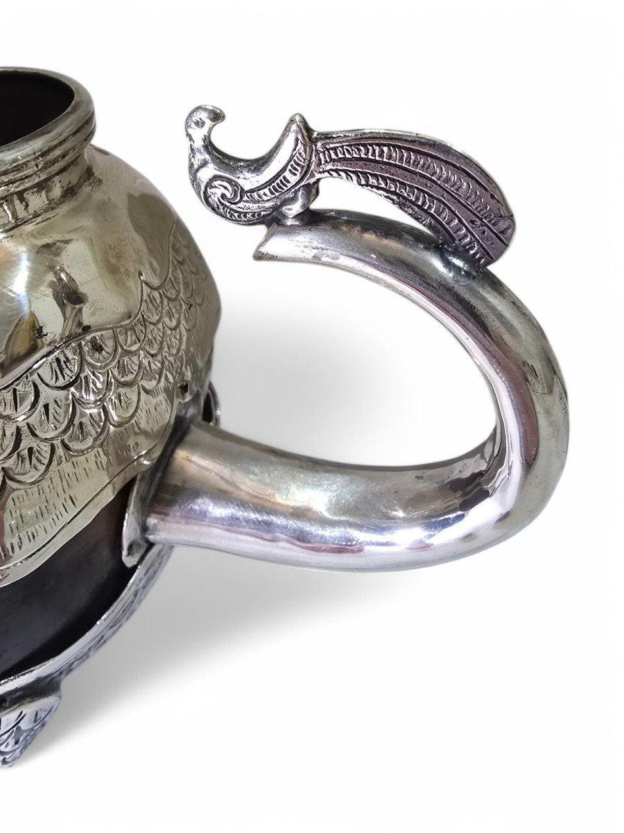 Tasse à Maté En Argent Massif Colonial Du XVIIIe Siècle-photo-4