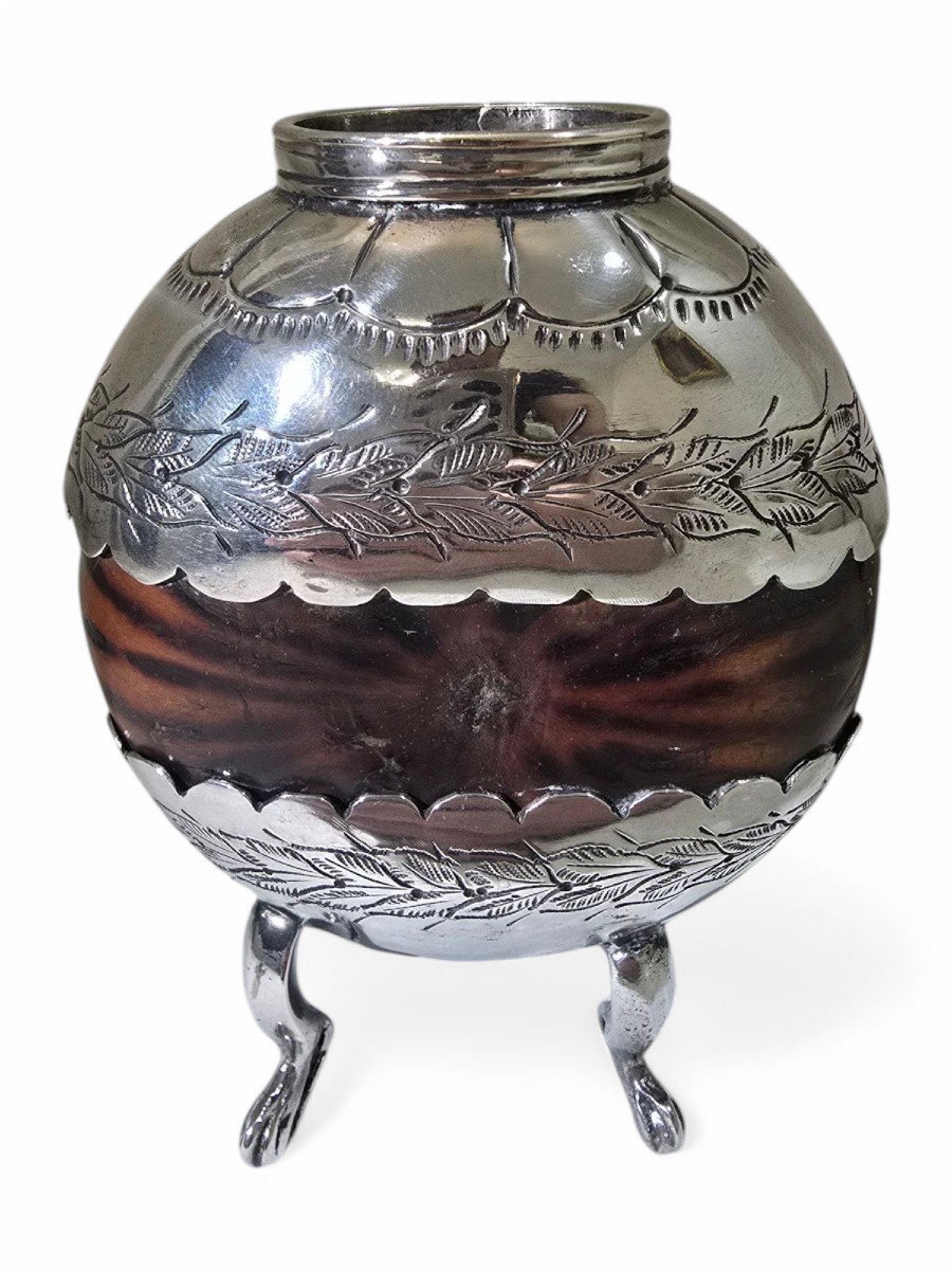 Tasse à Maté En Argent Massif Colonial Du XVIIIe Siècle-photo-4