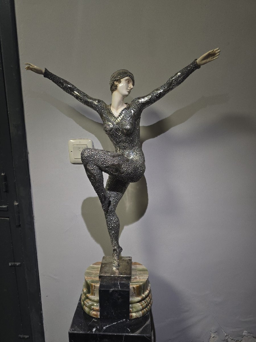 Silvered Bronze Sculpture By Demeter H. Chiparus – Art Deco-photo-1