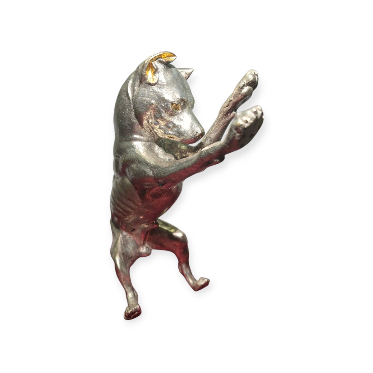 Chien En Bronze Argenté – XIXe Siècle-photo-1