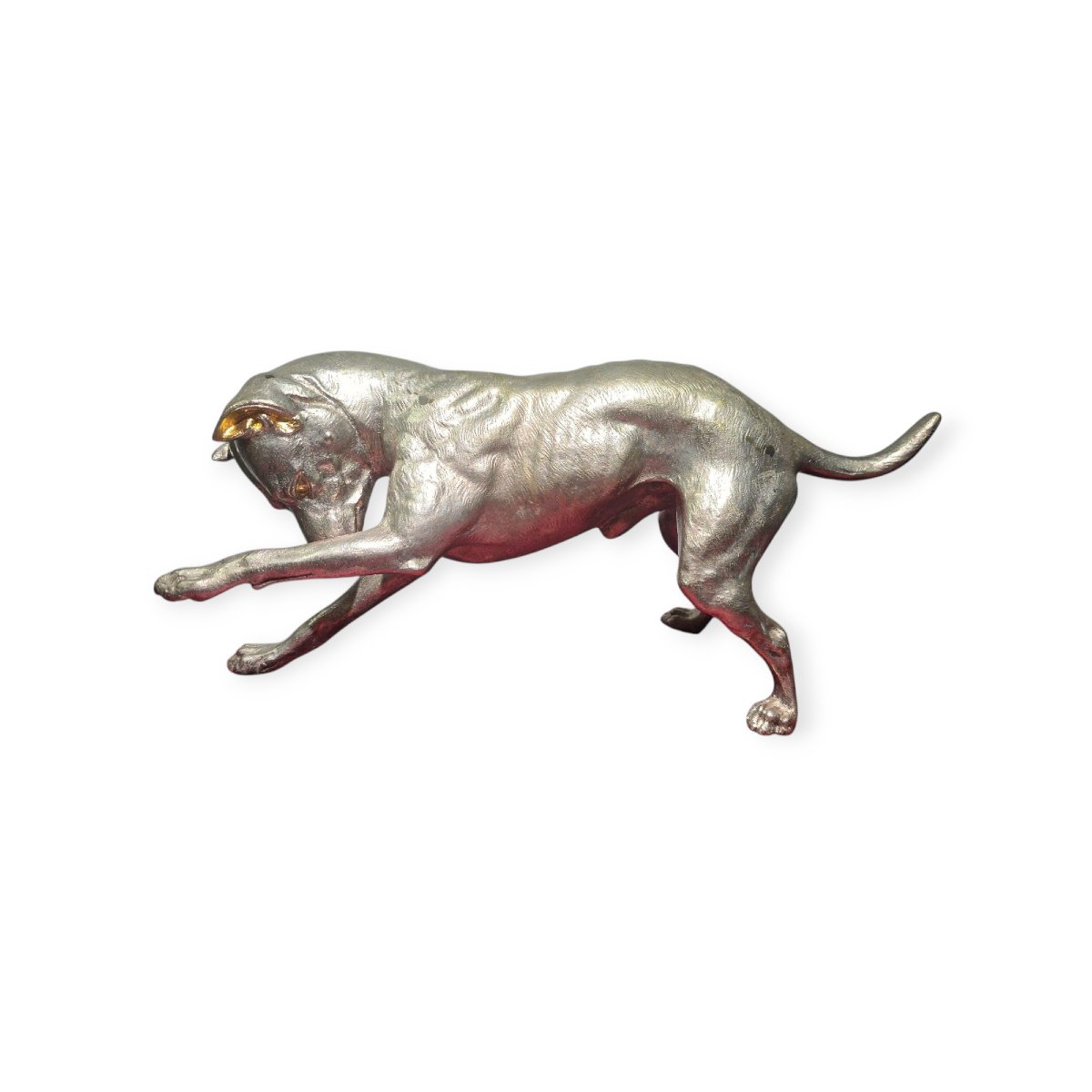 Chien En Bronze Argenté – XIXe Siècle-photo-7