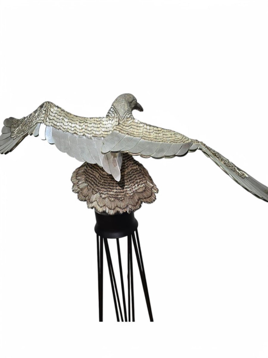 Decorative Bird With Glass Beads And Mirrors – 20th Century-photo-1