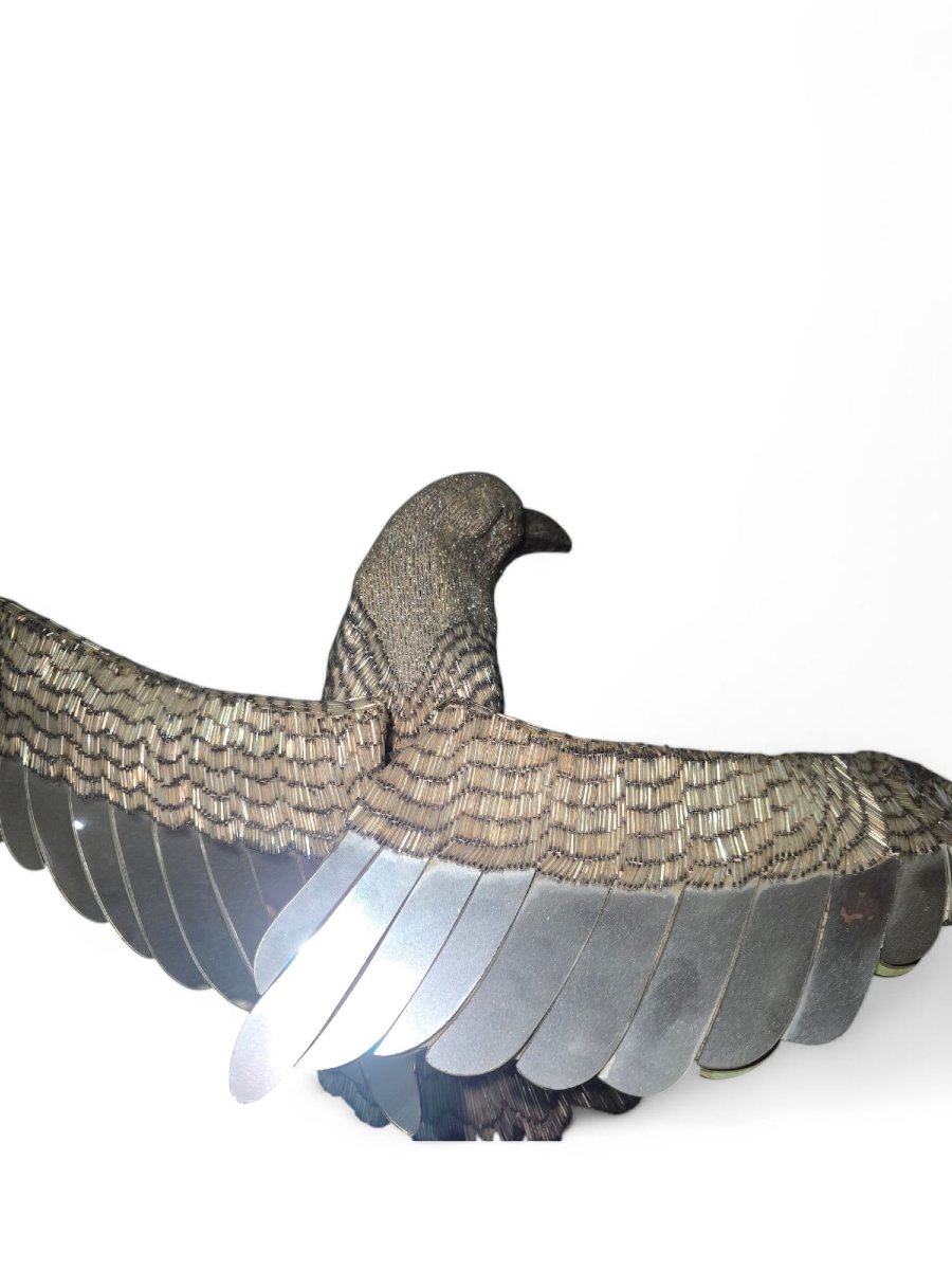Decorative Bird With Glass Beads And Mirrors – 20th Century-photo-2