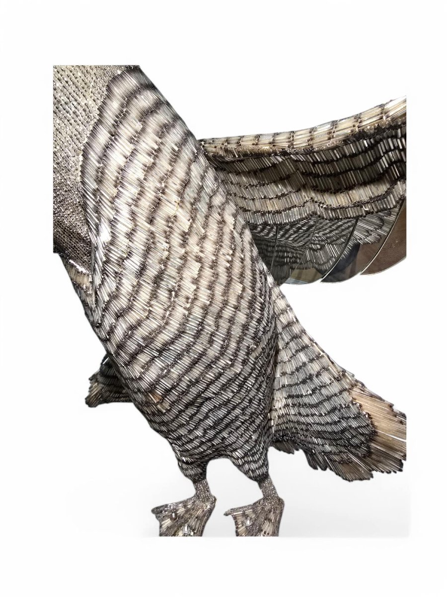 Decorative Bird With Glass Beads And Mirrors – 20th Century-photo-6