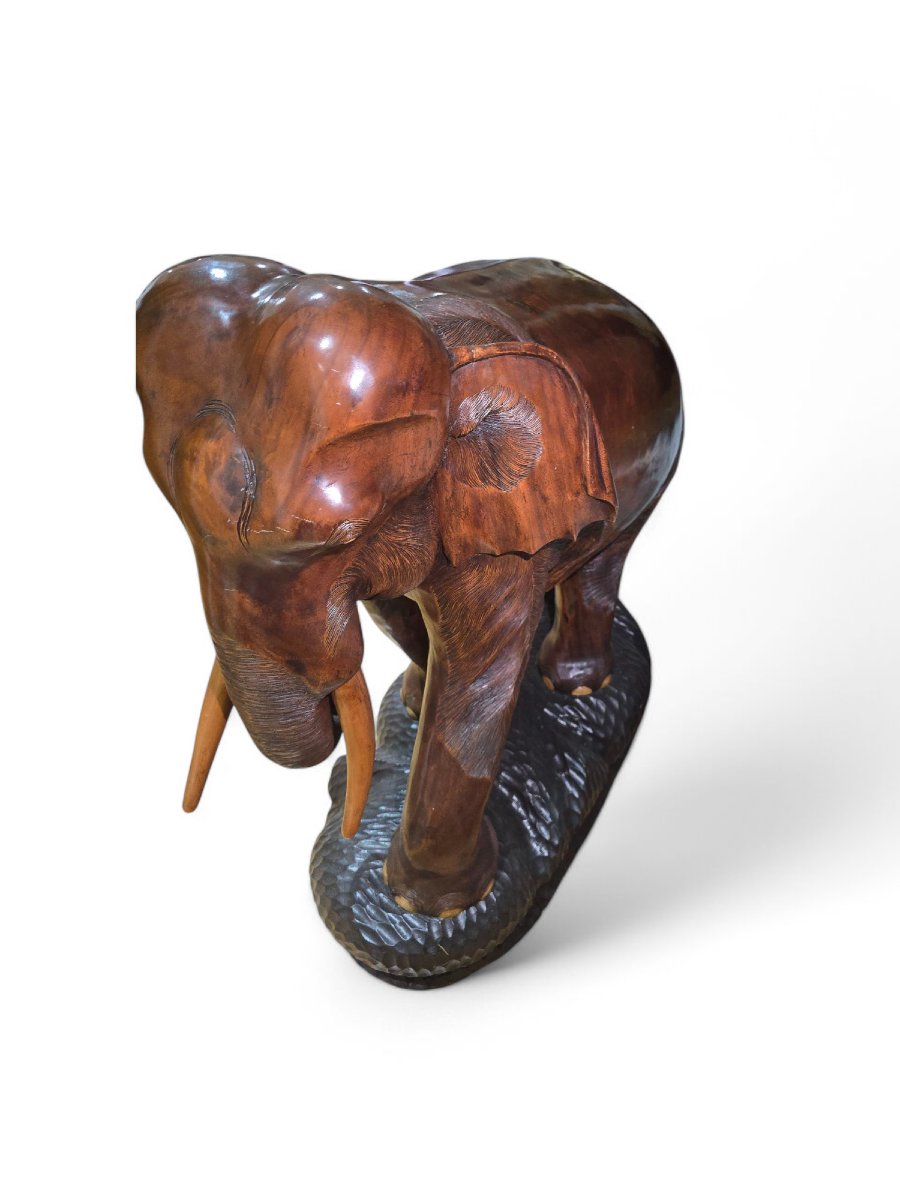 Solid Wood Elephant – 1950s-photo-2