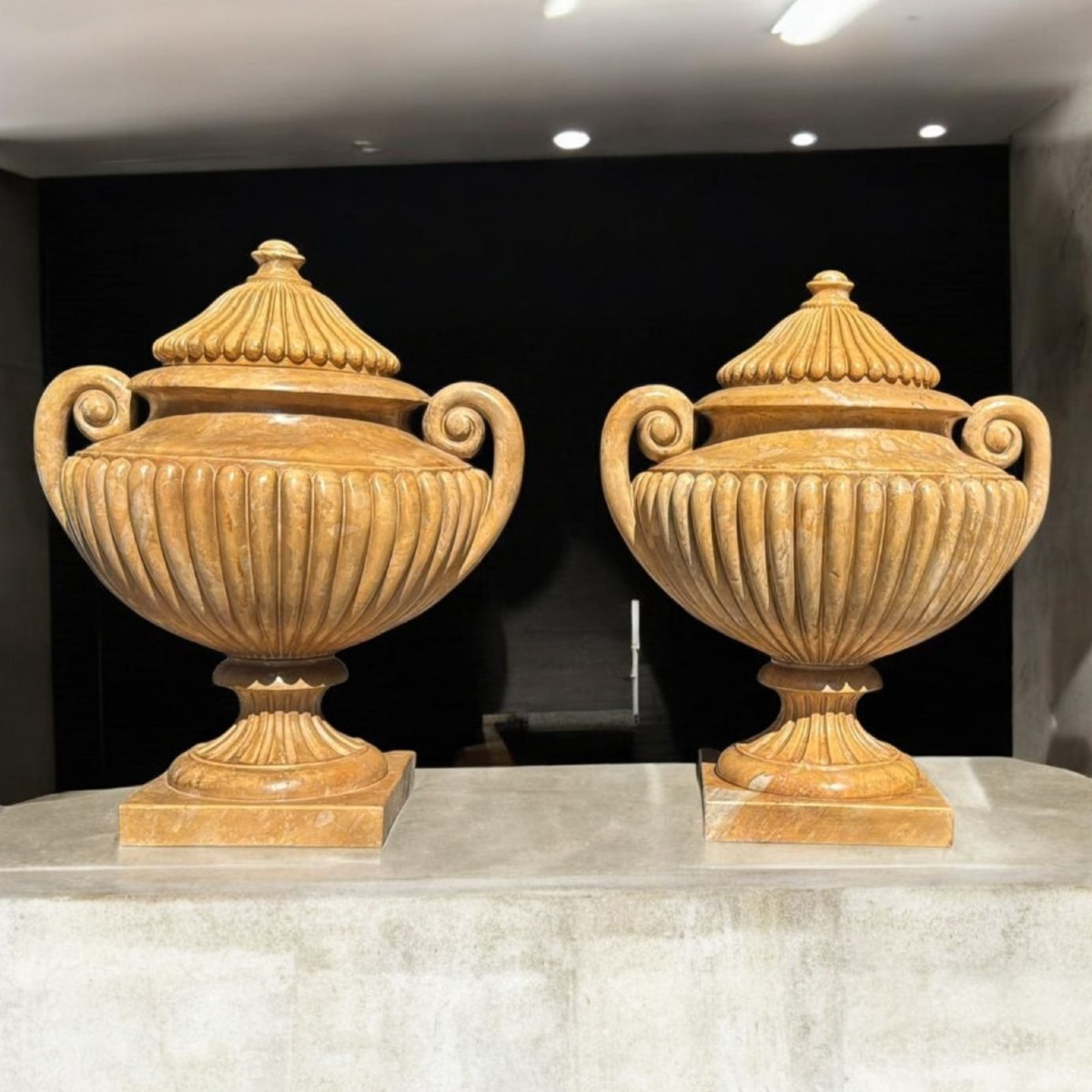  Hand-carved Italian Marble Urns – 1950s