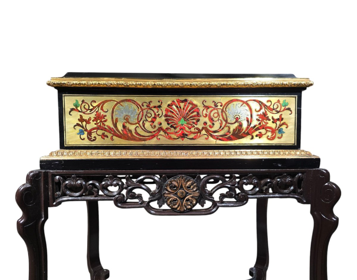Jardinière Française Du XIXe Siècle Avec Marqueterie Boulle-photo-3