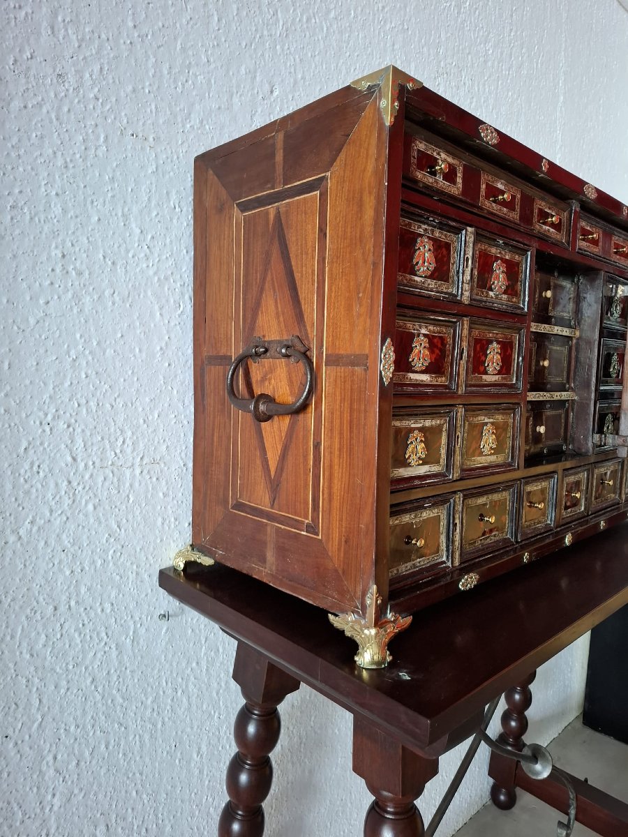 Important Cabinet Italien (bargueño) Du XVIIe Siècle-photo-4