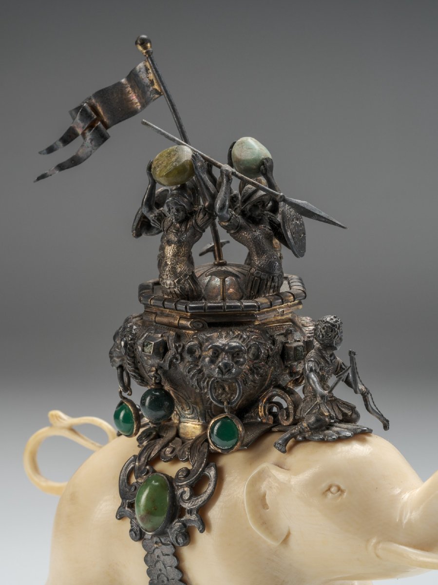 Important éléphant Orné De Bijoux Et Portant Des Guerriers, XIXe Siècle — J.s. Kaufmann, Hanau -photo-4