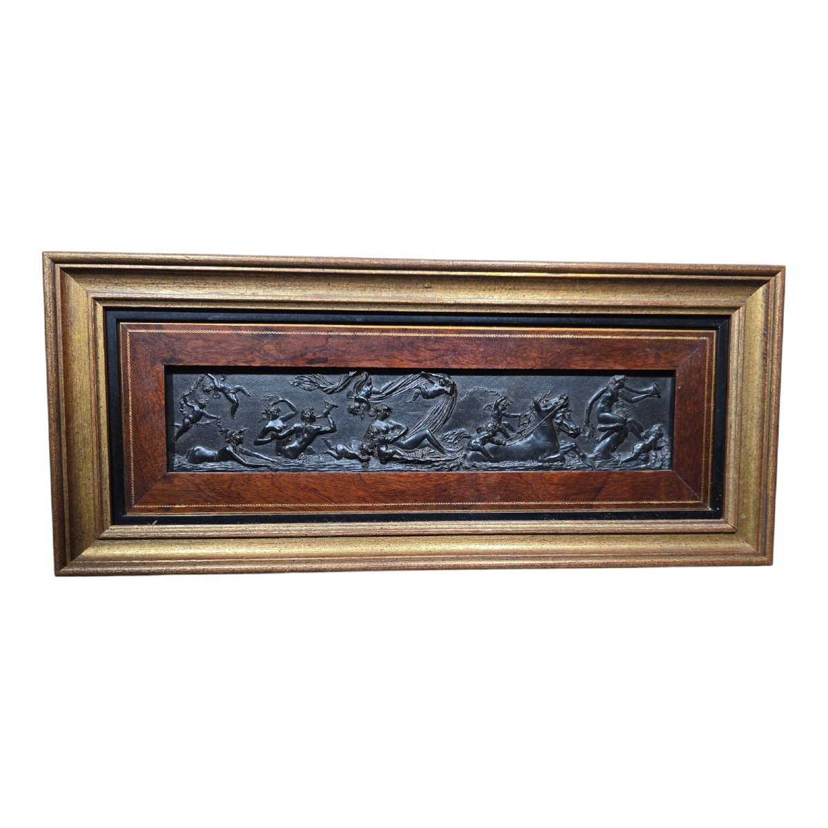 Plaque En Basalte Wedgwood — Scène Mythologique, Vers 1800 Rare Relief En Basalte Noir -photo-2