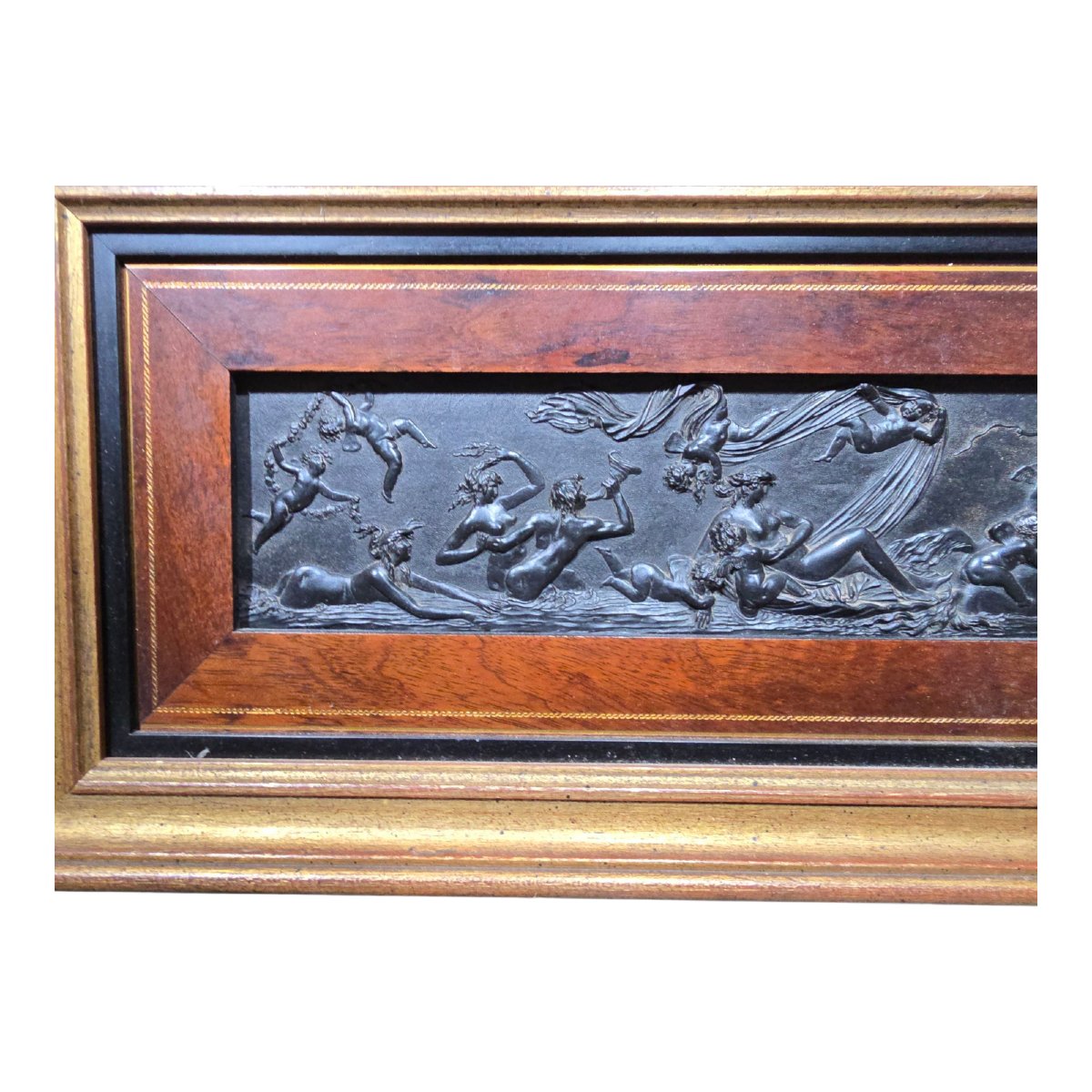 Plaque En Basalte Wedgwood — Scène Mythologique, Vers 1800 Rare Relief En Basalte Noir -photo-4