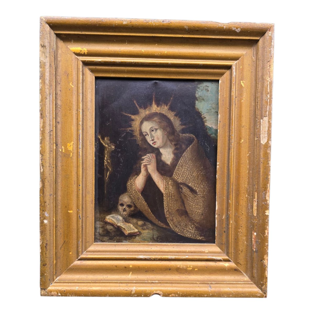 Huile Sur Cuivre, XVIIe Siècle. « Sainte Marie d'égypte, Pénitente »-photo-3